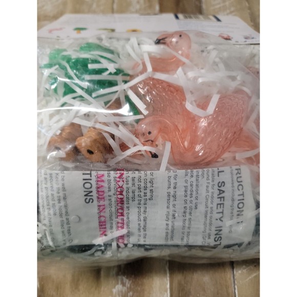 Vtg Fun Lights Flamingo Palm Tree Tropical Party Indoor Outdoor 12' String Light - Picture 8 of 11